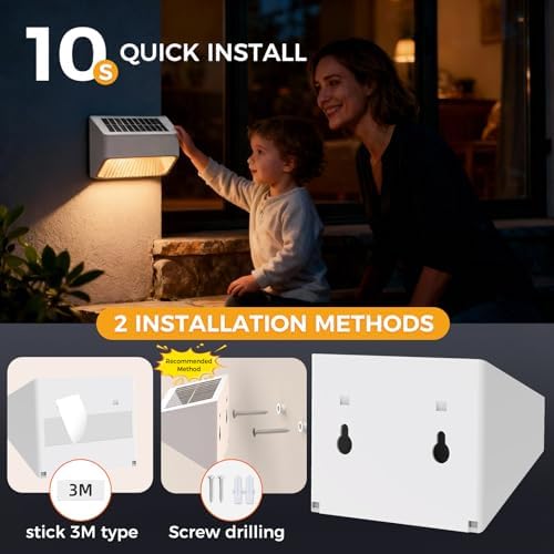 Outdoor Solar Lights, Warm White Decorative Solar Fence Lights, for Gardens, Swimming Pools, Decks, Fences, Patios, Front Doors, Stairs, Landscapes, Courtyards, and Driveway Paths, Pack of 8 - Image 4