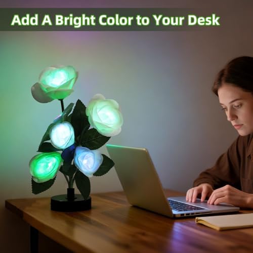 Solar Garden Lights Outdoor - Solar Flowers Lights Outdoor Decorative Waterproof, 40 Hour Coloring Changing White Rose Yard Pathway Light Solar Powered, Cemetery Decoration, Backyard Decor, 4pcs - Image 6