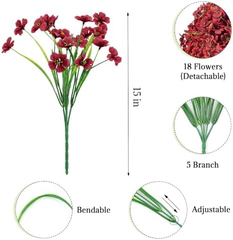 16 Bundles Artificial Fall Flowers for Outdorors - Image 2