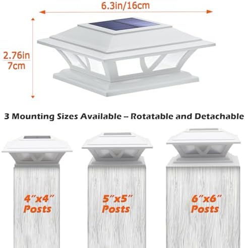 SIEDiNLAR Solar Post Lights Outdoor 2 Modes LED, 2 Pack White (Warm/White) - Image 3