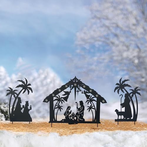 Solar Lighted Nativity Scene Garden Decor, Outdoor Christmas Yard Lawn Holiday Party Ornament - Image 5
