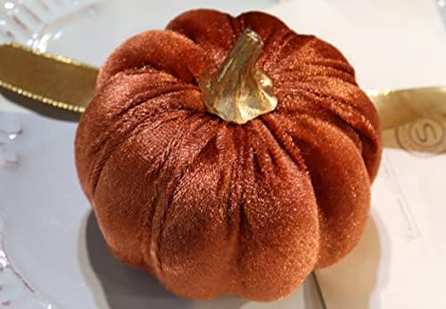 Thanksgiving Velvet Pumpkins, 18 PCS Fall Table Decorations for Home, Artificial Pumpkins Set for Fall Autumn Harvest, Thanksgiving, Wedding - Image 6