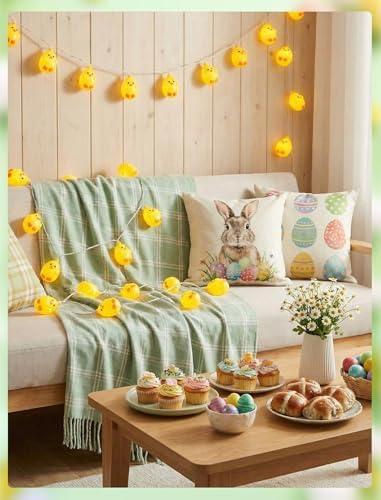 GOOTHY Easter Chicken String Lights Plug in, Indoor Outdoor Easter Decorations Lights with 10 LED Yellow Chicken Light, Hanging Spring Chick Lights for Party Garden Birthday Wedding Home Decor - Image 4