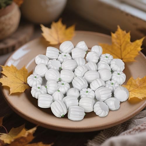 winemana 80Pcs Mini Pumpkins for Crafts, Fall Decorations for Home, White - Image 4