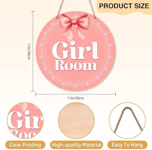 Girl Room Door Sign For Girls Room, Pink Wood Sign Door Hanging Decor, Teen Girl Rooms Wall Art For Little Girls Bedroom -002 - Image 2