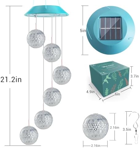 Solar Wind Chimes Outdoor,Color Changing Moroccan Ball Gift for Mom Grandma - Image 7
