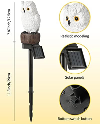 iStatue Solar Owl Garden Stake Lights, Realistic Resin Owl Outdoor Decor with Warm Glow, Waterproof Solar Yard Pathway Lawn Decoration Auto On/Off (1-Pack, Owl) - Image 4