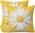 Spring Summer Outdoor Waterproof Pillow Covers 20 x 20 Inch Set of 2 Yellow Daisy Flower Decorative Cushion Cases for Sofa Couch Garden Patio by Coeufuedy