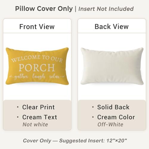 PANDICORN Outdoor Lumbar Throw Pillow Covers 12x20 Inch Set of 2, Yellow - Image 4