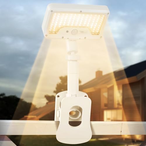 Clip On Solar Motion Lights Outdoor,360°Rotatable Fence Lights(1Pack,3000K) by SunlightEncounter
