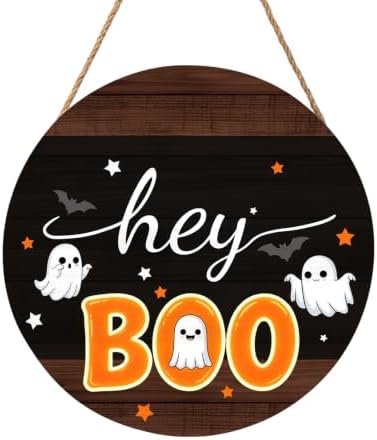 Halloween Decorations Sign for Front Door Halloween Outdoor Hanging Sign Decor Welcome Home Wreath Wooden Hanger Sign for Outside Indoor Porch Wall Decorations 12"X12" by Unknown