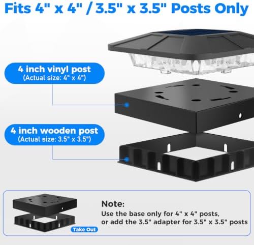 Peasur 4 Packs 4x4 Solar Post Cap Lights Outdoor with 3 Modes - Image 5