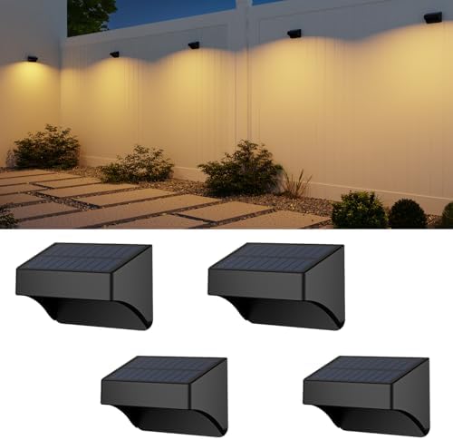 ZCXLIGHT Solar Fence Lights Outdoor,Fence Solar Lights Outdoor Waterproof Led IP65 with10 Fixed Colors ＆ RGB Color Changing for Wall Backyard Step Railing Patio Pool Porchaily&Holiday Decorations (4) by ZCXLIGHT