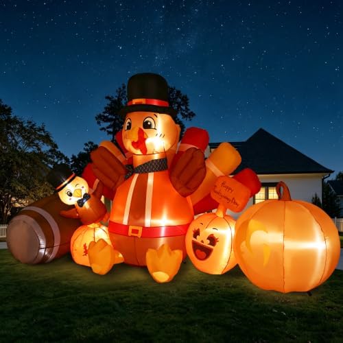 9FT Thanksgiving Inflatables Outdoor Decorations Inflatable Turkey Pumpkin - Image 4