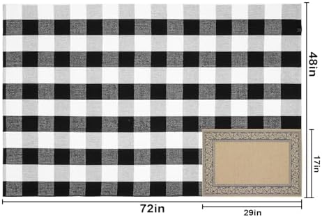 Buffalo Plaid Area Rug 4x6 Ft, Black White Indoor Outdoor Rug - Image 2