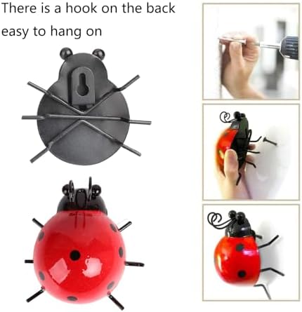 Cruis Cuka Metal Garden Decor for Outside Cute Ladybugs Yard Art Lawn Ornaments Wall Sculptures & Statues Outdoor Fence Decorations for Patio - Set of 8 - Image 4