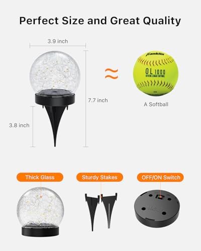 8 Pack 3.94" Warm White Solar Powered Crackle Glass Orb LED Lights - Image 4