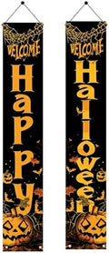 2PCS Happy Halloween Porch Banners 71 x 12 Inch Vertical Welcome Door Signs with Pumpkins and Bats Halloween Party Decorations for Front Door Outdoor Yard Entryway Spooky Wall Hanging Decor by Unknown