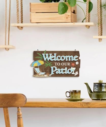 Putuo Decor Welcome to Our Patio Wall Decor, Tropical Beach Patio Sign, Outdoor Wall Hanging for Porch Deck Backyard - Image 6