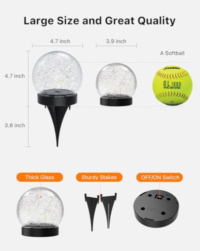 4 Pack 4.72" Warm White Solar Powered Cracked Glass Globe LED Light - Image 4