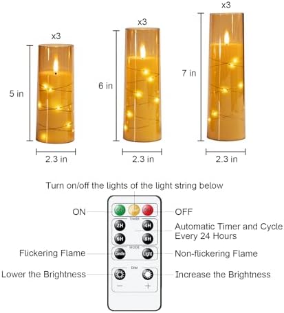 Raycare 9 Pcs Flameless Battery Operated Pillar Candles with Remote Timer - Image 6