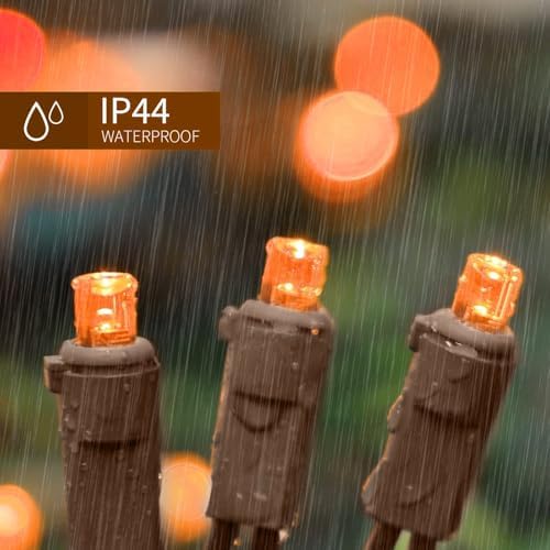 LAMPHOME Orange Thanksgiving Mini Lights, 21.6FT100 LED Autumn Fall String Lights,Connectable 120V Plug in for Outdoor Indoor Garden Party Halloween Christmas Xmas Tree Lights Yellow Decor - Image 2