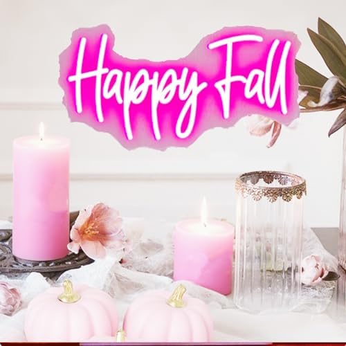 Happy Fall Neon Sign Neon Sign for Fall Decor, 1Pc Hanging Chain,16x8In - Image 4