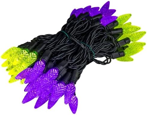 Novelty Lights 70 LED C6 Outdoor Halloween String Lights, Purple & Lime - Image 5