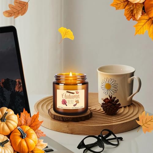 Autumn Harvest Scented Candles Gift Set – 12 Pack Fall Soy Wax Candles with Essential Oils, 3.5oz Amber Jar Candles for Home Decor, Thanksgiving & Halloween Gifts - Image 6