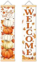 Hello Fall Pumpkin Door Banner Set of 2, Welcome Porch Decor for Home by Unknown