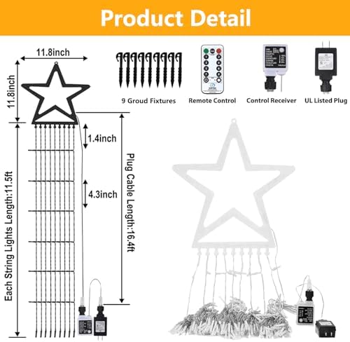 Christmas Decorations Outdoor String Lights 8 Modes and Timer with Remote - Image 5