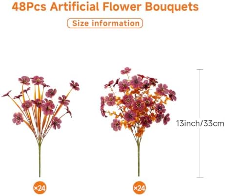 Alupssuc 48 Bundles Artificial Fall Flowers, UV Resistant Faux Mums Porch - Image 2