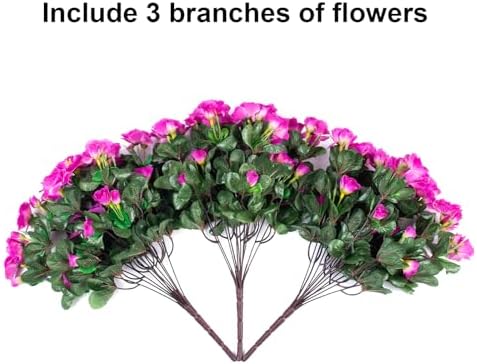 HyeFlora Artificial Faux Outdoor Flowers Plants for Spring Summer Decoration, Fake Silk Fuchsia Camellia UV Resistant Look Real for Planter Outside Front Door Porch Patio Balcony, 3 Large Bundles - Image 4
