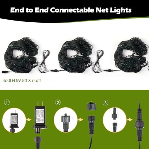 BlcTec Outdoor Christmas Lights 360 LED 9.8ft x 6.6ft Christmas Net Lights with 8 Modes, UL Certified, Timer, Connectable, Waterproof for Bushes, Shrubs, Yard Outdoor Xmas Decorations, Red Green - Image 5