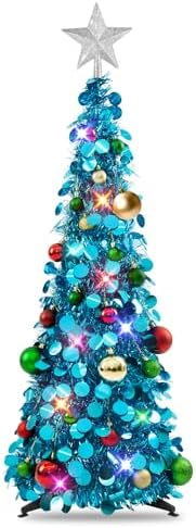 N&T NIETING Pop Up Christmas Tree with Lights & Ornaments, Blue, 3FT by NTNIETING