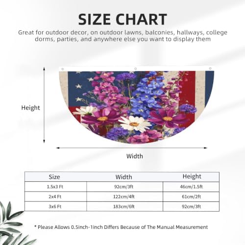 Red White Blue Flowers Semicircular Hanging Decorative Bunting Flag 2pcs - Image 3