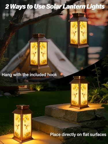 Guhope Birthday Gifts for Women Mom Grandma Men, Solar Lanterns Outdoor Waterproof, Hummingbird Hanging Garden Decor Outdoor Solar Lights for Garden Lawn Yard Patio Porch - Image 4