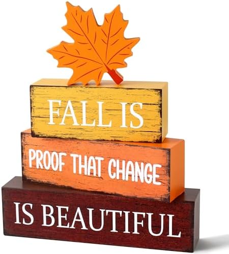 4 Pcs Fall Wooden Decor, Fall Table Decorations Gifts for Home by Gleegreets