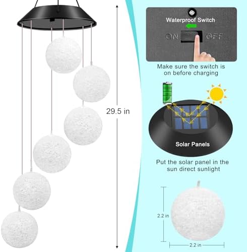 WENANA Ball Solar Wind Chimes Garden Decor Gift - Image 2