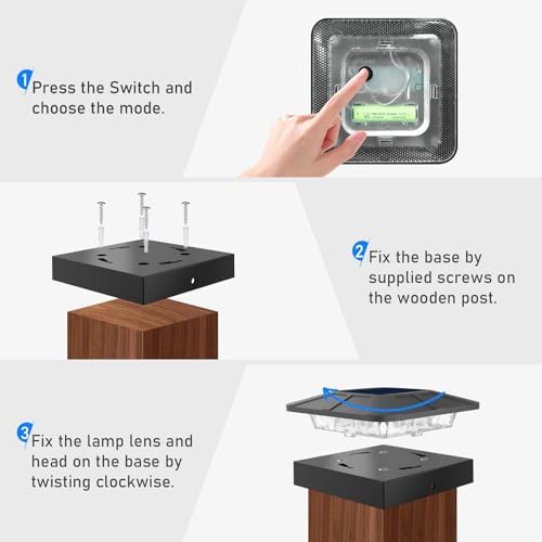 Peasur 20 Packs 4x4 Post Solar Powered Lights 3 Lighting Modes - Image 6