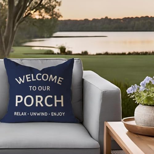 Outdoor Decorative Throw Pillow Covers 18x18 Inch Set of 2, Blue - Image 6