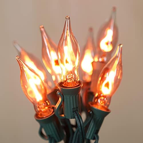 12.8Ft Flicker Flame String Lights C18 Retro Flame Flickering String Lights Fake Fire Lights String with 10 + 2Pcs E12 Flame Bulbs, for Christmas Halloween Home Fireplace Yard Party Decorations, 1W by SOTOPOO