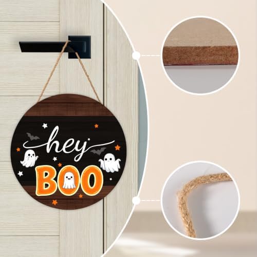 Halloween Decorations Sign for Front Door Halloween Outdoor Hanging Sign Decor Welcome Home Wreath Wooden Hanger Sign for Outside Indoor Porch Wall Decorations 12"X12" - Image 4