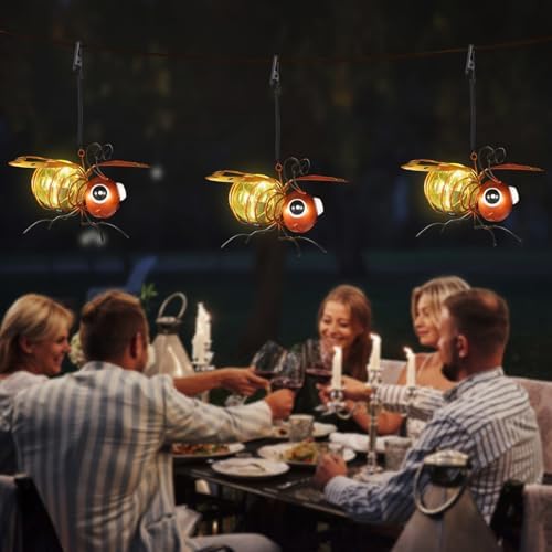 2 Pack Bee Solar Hanging Lantern Outdoor Garden Decor - Image 2