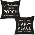 Outdoor Decorative Throw Pillow Covers 20x20 Inch Set of 2, Black by HERHOME