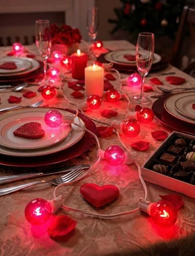 G40 Red and Pink Valentine’s Day String Lights, 25Ft Outdoor Valentines Day Decorations Lights with 27 Red & Pink Globe Bulbs,Hanging Patio Lights Waterproof for Christmas Wedding Party Garden Holiday - Image 3
