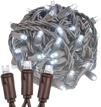 Novelty Lights 50ft 100 LED Pure White Christmas String Lights, Brown Wire by NoveltyLights-LightExperts