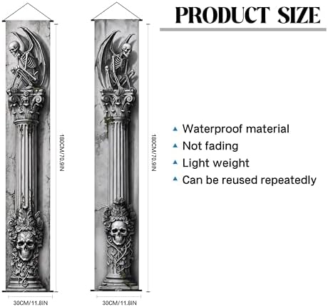 Outdoor Halloween Decorations Door Banner - Waterproof Spooky Porch Signs for Front Door Yard Haunted House Party Decor - Image 2
