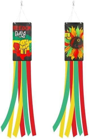 NOVWANG 2 Pieces Juneteenth Windsocks, 40 Inch African American Windsock Outdoor Hanging Flag Juneteenth Decorations for Freedom Day Home Garden Yard Patio Lawn Decor by NOVWANG