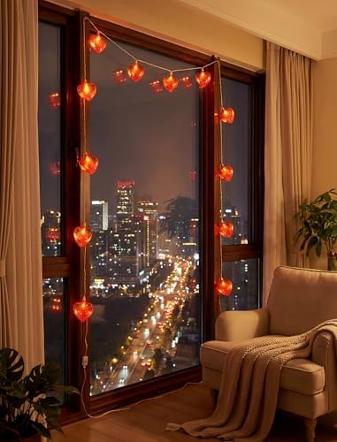 8.5Ft Red Heart Fairy String Lights, Valentine's Day Decor Lights with 10 Red 3D Heart Lights, Connectable Valentine's Day Love Heart Light for Indoor Outdoor Home Wedding Anniversary Party Decoration - Image 4